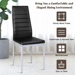 Costway Set Of 4 Dining Chair Upholstered Armless Accent Chair High Back Side Chair - thumbnail 6