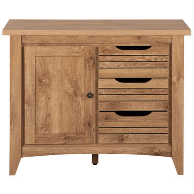 Wyld And Coco Light Brown Sideboard 80 X 99 X 43 Cm - 3 Drawers With Wide Side Cabinet - image 1