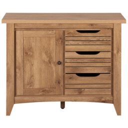 Wyld And Coco Light Brown Sideboard 80 X 99 X 43 Cm - 3 Drawers With Wide Side Cabinet - thumbnail 1