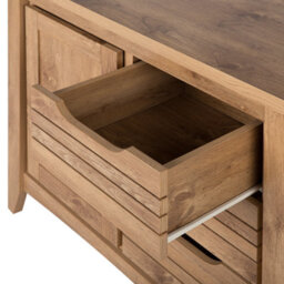 Wyld And Coco Light Brown Sideboard 80 X 99 X 43 Cm - 3 Drawers With Wide Side Cabinet - thumbnail 6