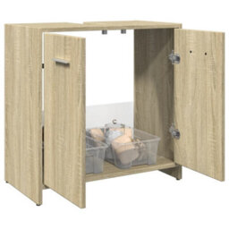 Berkfield Bathroom Sink Cabinet Sonoma Oak 60X33X60 Cm Engineered Wood - thumbnail 1
