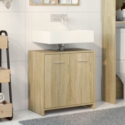 Berkfield Bathroom Sink Cabinet Sonoma Oak 60X33X60 Cm Engineered Wood - thumbnail 3