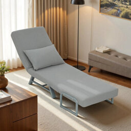 Single Sofa Bed, Convertible Folding Chair Bed, Light Grey - thumbnail 5