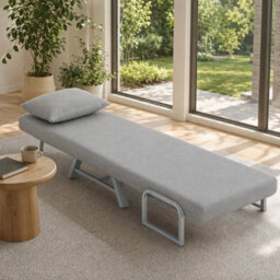 Single Sofa Bed, Convertible Folding Chair Bed, Light Grey - thumbnail 6