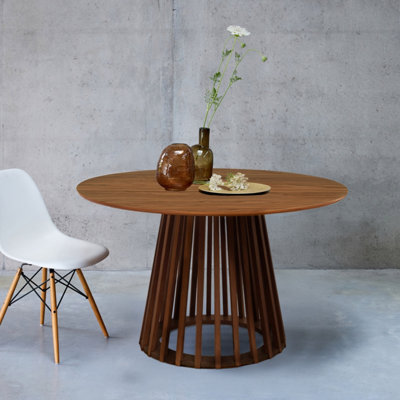 Sweeek - 4-Seater Wooden-Effect Dining Table With Spruce Legs Clara Walnut 120X120X75 Cm - image 1