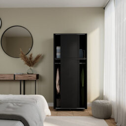 Urbn-Living Urbnliving 180Cm Height 4 Sliding Doors Black Wardrobe Bedroom Storage Closet Hanging Rail Cupboard Unit - thumbnail 3