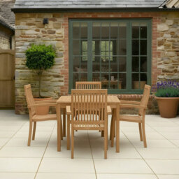 Charles Bentley Garden Dining Chairs Stacking Teak Wood Patio Furniture Set Of 2 - thumbnail 2