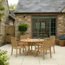 Charles Bentley Garden Dining Chairs Stacking Teak Wood Patio Furniture Set Of 2 - thumbnail 4