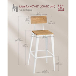 Counter Height Stool Pair, Kitchen Bar Chairs With Back Support, Steel, Simple Assembly, Wheat Brown And Cloud White - thumbnail 2
