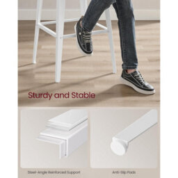 Counter Height Stool Pair, Kitchen Bar Chairs With Back Support, Steel, Simple Assembly, Wheat Brown And Cloud White - thumbnail 4