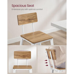 Counter Height Stool Pair, Kitchen Bar Chairs With Back Support, Steel, Simple Assembly, Wheat Brown And Cloud White - thumbnail 3