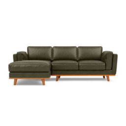 Valencia Artisan Top Grain Leather Three Seats With Left Chaise Sofa Dark Green Alder Wood Legs And Frame - thumbnail 7