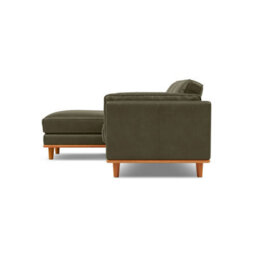 Valencia Artisan Top Grain Leather Three Seats With Left Chaise Sofa Dark Green Alder Wood Legs And Frame - thumbnail 8