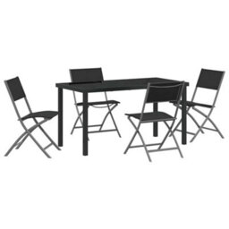 Berkfield Modern Garden Dining Set Folding 5 Pcs Black Textilene And Steel