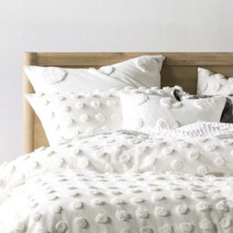 Linen House Haze Tufted Polka Dot 100% Cotton Duvet Cover Set, Super King, White - thumbnail 2