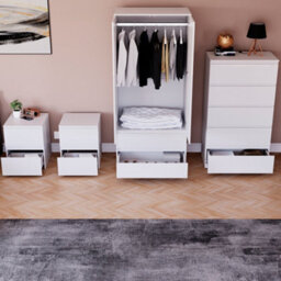 Lassic Vida Designs Glinton 4 Piece White Fsc Bedroom Set - (5 Drawer Chest, 2 Door Wardrobe, 2 Drawer Bedside Chest X2) - thumbnail 3