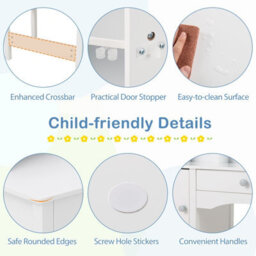 Costway Kids Study Desk And Chair Set Children Wooden Craft Table & Chair-White - thumbnail 4
