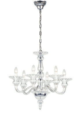 Luminosa Lighting Luminosa Zagreb Clear Glass Chrome 6 Arm Chandelier