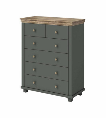 Arte Evora 45 Chest Of Drawers W900mm H1130mm D420mm - Green & Oak Lefkas, 6 Drawers, Stylish And Functional - image 1