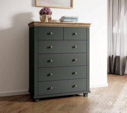 Arte Evora 45 Chest Of Drawers W900mm H1130mm D420mm - Green & Oak Lefkas, 6 Drawers, Stylish And Functional - thumbnail 4