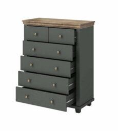 Arte Evora 45 Chest Of Drawers W900mm H1130mm D420mm - Green & Oak Lefkas, 6 Drawers, Stylish And Functional - thumbnail 2