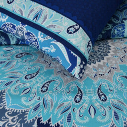 Smart Living Luxury Reversible Polycotton Easy Care Bedding Quilt Cover, Textured Duvet Cover Set, Bed Covers - Paisley Mandala - thumbnail 5