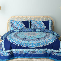 Smart Living Luxury Reversible Polycotton Easy Care Bedding Quilt Cover, Textured Duvet Cover Set, Bed Covers - Paisley Mandala - thumbnail 1