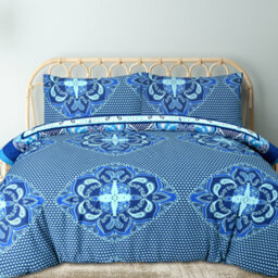 Smart Living Luxury Reversible Polycotton Easy Care Bedding Quilt Cover, Textured Duvet Cover Set, Bed Covers - Paisley Mandala - thumbnail 2
