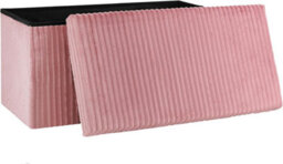 Storage Ottoman Padded Foldable Bench Chest With Lid Holds Up To 100 Kg For Bedroom Room Pink Corduroy 76Cm X 38 Cm X 38 Cm - thumbnail 1
