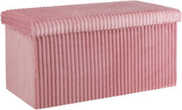 Storage Ottoman Padded Foldable Bench Chest With Lid Holds Up To 100 Kg For Bedroom Room Pink Corduroy 76Cm X 38 Cm X 38 Cm - thumbnail 2
