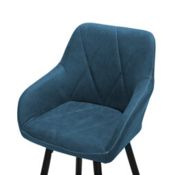 Beliani Set Of 2 Darien Bar Stools With Armrests & Footrest, Fabric, Blue - thumbnail 8