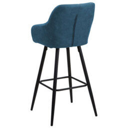 Beliani Set Of 2 Darien Bar Stools With Armrests & Footrest, Fabric, Blue - thumbnail 7