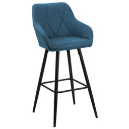 Beliani Set Of 2 Darien Bar Stools With Armrests & Footrest, Fabric, Blue - thumbnail 4