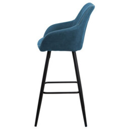 Beliani Set Of 2 Darien Bar Stools With Armrests & Footrest, Fabric, Blue - thumbnail 6
