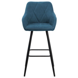 Beliani Set Of 2 Darien Bar Stools With Armrests & Footrest, Fabric, Blue - thumbnail 5