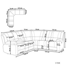 Beliani Electric Recliner Corner Sofa 5 Seater Rokke Fabric Grey With Usb Port Left Hand - thumbnail 3