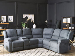 Beliani Electric Recliner Corner Sofa 5 Seater Rokke Fabric Grey With Usb Port Left Hand - thumbnail 2