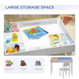 Homcom Kids Table And Chair Set 2 In 1 Activity Play Table For Bricks W/storage - thumbnail 5