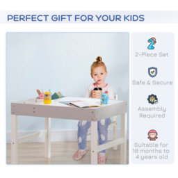 Homcom Kids Table And Chair Set 2 In 1 Activity Play Table For Bricks W/storage - thumbnail 6