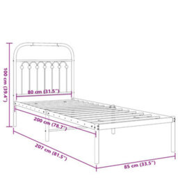 Berkfield Metal Bed Frame Without Mattress With Headboard White 80X200Cm - thumbnail 8