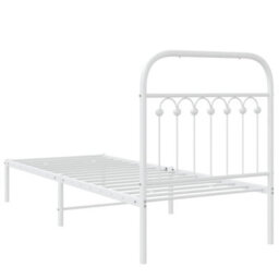 Berkfield Metal Bed Frame Without Mattress With Headboard White 80X200Cm - thumbnail 6