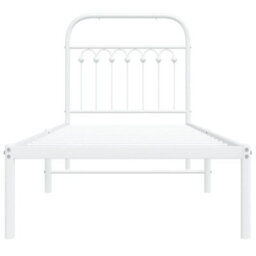 Berkfield Metal Bed Frame Without Mattress With Headboard White 80X200Cm - thumbnail 4