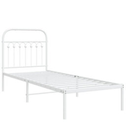 Berkfield Metal Bed Frame Without Mattress With Headboard White 80X200Cm - thumbnail 3