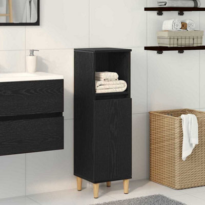 Walplus Bathroom Cabinet Black Oak 30 X 30 X 100 Cm Engineered Wood - image 1
