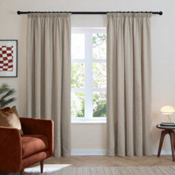 furn. Furn Soft Chenille Blackout Pencil Pleat Curtain Pair, Natural, (W) 168 X (D) 183Cm - thumbnail 2