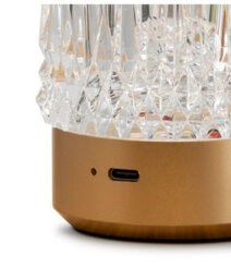 Lighting Supermarket Glass Tumbler Style Rechargeable Usb Gold Table Lamp - 3 Brightness Settings - thumbnail 3