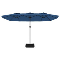 Berkfield Double-Head Garden Parasol With Leds Azure Blue 449X245 Cm - thumbnail 5