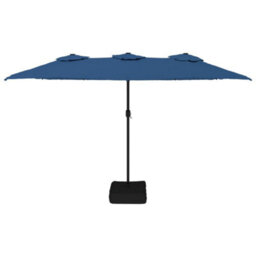 Berkfield Double-Head Garden Parasol With Leds Azure Blue 449X245 Cm - thumbnail 4