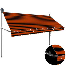 Berkfield Manual Retractable Awning With Led 300 Cm Orange And Brown
