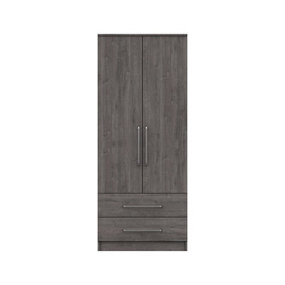 Rochester 2 Door Combi Robe - Dark Grey Oak On Express Delivery And Ready Assembled - image 1